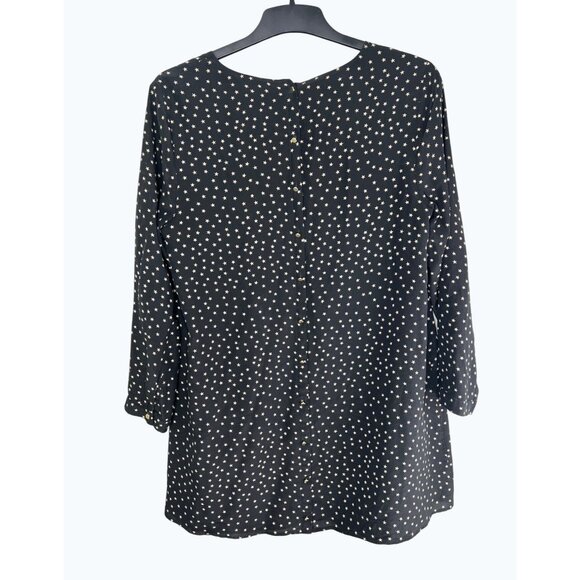 Madewell Black Star Scatter Silk V-Neck Button-Back Long Sleeve Dress Size Large - Picture 9 of 16